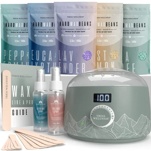 Miniatura 20 de Kit de depilación Tress Wellness para piel sensible, seguro para cara y piel, spray de preparación y cuidado posterior, fácil de usar, kit para uso