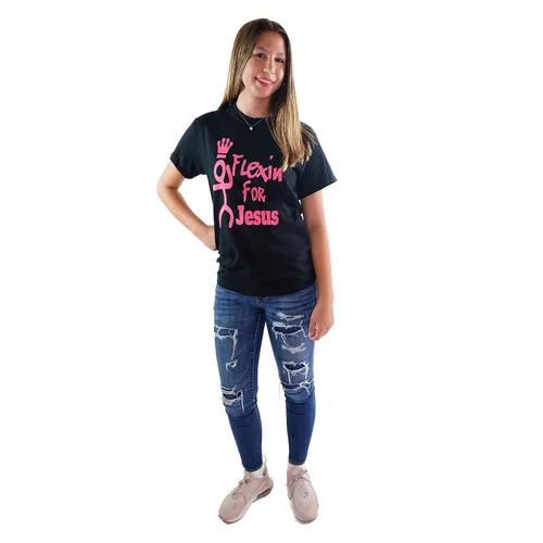 Miniatura 7 de Youth T-Shirt 100% Cotton Tshirt Flexin for Jesus Casual Cotton Short Sleeve Crew-Neck Graphic Cute Tops Christian Athletic Wear Inspirational