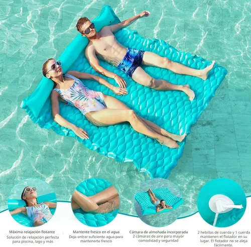 Miniatura 5 de Jasonwell Flotadores flotantes para piscina, flotador inflable gigante para piscina, balsa de lago, sala de estar, flotador, tumbona, playa, Verde