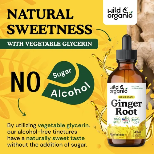 Miniatura 6 de Wild & Organic Gotas de Extracto de Raíz de Jengibre - Apoyo Inmunológico y Digestivo - Suplementos Líquidos de Jengibre - Tintura Vegana, Sin