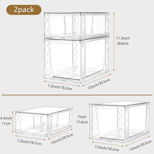 Miniatura 3 de Paquete de 6 organizadores y almacenamiento de despensa, organizador de almacenamiento de cocina apilable transparente, contenedores organizadores