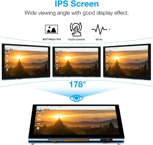 Miniatura 2 de Hosyond Pantalla táctil IPS MIPI DSI de 5 pulgadas compatible con Raspberry Pi 5/4/3, pantalla capacitiva de 800 x 480 píxeles, interfaz sin
