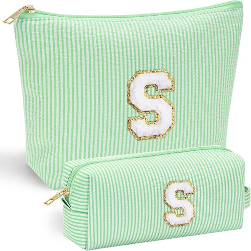 Miniatura 109 de YOOLIFE Regalos del Día de la Madre para mujeres, bolsa de maquillaje con inicial, bolsa de cosméticos, bolsa de maquillaje de viaje, regalos Rosado