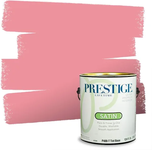 Miniatura 176 de Prestige Paints E100-T-SW6591 Pintura exterior e imprimación en uno, 1 galón, plano, combinación comparable de Sherwin Williams Amaryllis, 1 galón