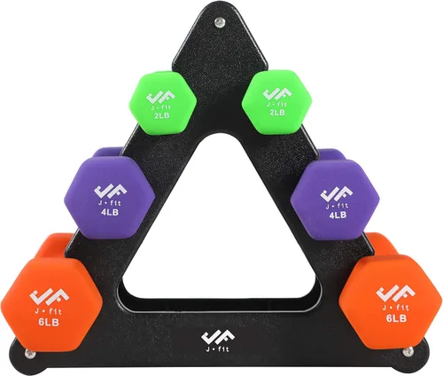 Miniatura 18 de JFIT Dumbbell Pairs or Sets – Neoprene & Vinyl Coated Hand Weights for Home Gym, Strength Training, Aerobics, Cardio Exercise and Fitness