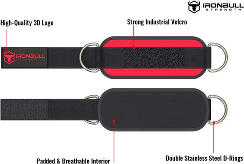 Miniatura 2 de Correa de tobillo para mujeres para máquinas de cable y bandas de resistencia: accesorio de puño de entrenamiento para gimnasio y hogar para Rojo