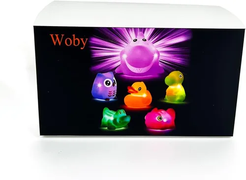 Miniatura 6 de Juguetes de baño Woby para niños de 1 a 3 años, juguetes de baño sin agujeros con luz LED para bebé, juguetes de baño para bebés, juego de animales