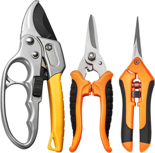 Miniatura 9 de GROWNEER 6 paquetes de tijeras de podar de 6.5 pulgadas con cuchillas curvas, tijeras de podar para jardinería, tijeras de podar a mano, cuchillas