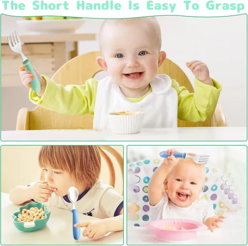 Miniatura 6 de 12 tenedores para niños pequeños, tenedores de acero inoxidable para bebés, cubiertos para niños y niñas, cubiertos para niños y niñas, cubiertos