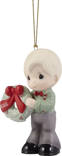 Miniatura 2 de Precious Moments 221010 May Your Christmas Wishes Come True 2022 Adorno de porcelana con fecha de niño Bisque
