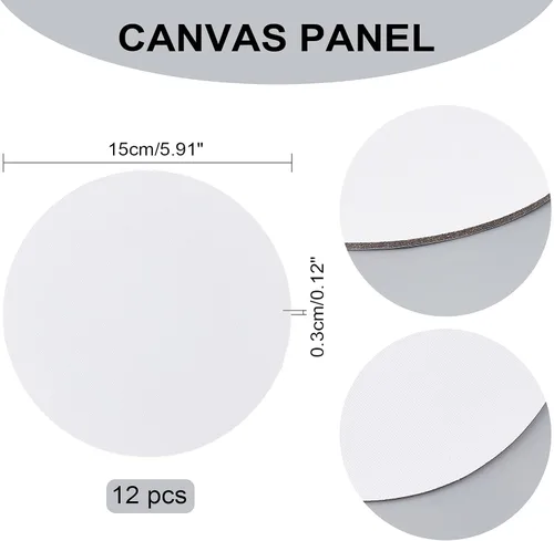 Miniatura 5 de NBEADS 12 paneles redondos de lienzo de pintura, 5.9 x 5.9 pulgadas, tableros de dibujo de lienzo en blanco para pintura al óleo y acrílica