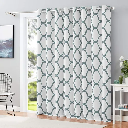 Miniatura 31 de Melodieux - Cortina opaca con aislamiento térmico y ojales, de estilo marroquí, 100 x 84 pulgadas, color gris (1 panel)