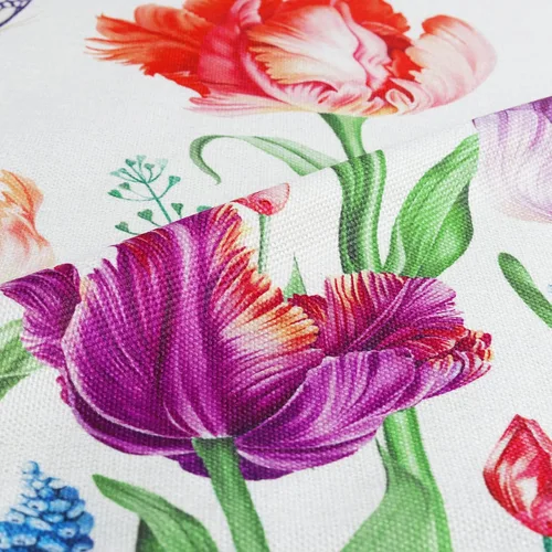 Miniatura 4 de Bonhause Juego de 4 fundas decorativas para cojín de 18 x 18 pulgadas con diseño de tulipanes y flores de jardín para exteriores, para patio, sofá