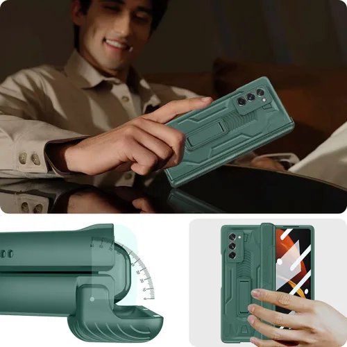 Miniatura 5 de Miimall Funda para Galaxy Z Fold 2 con protección de bisagra, protector de pantalla de alta transparencia, protector de bisagra magnético, soporte