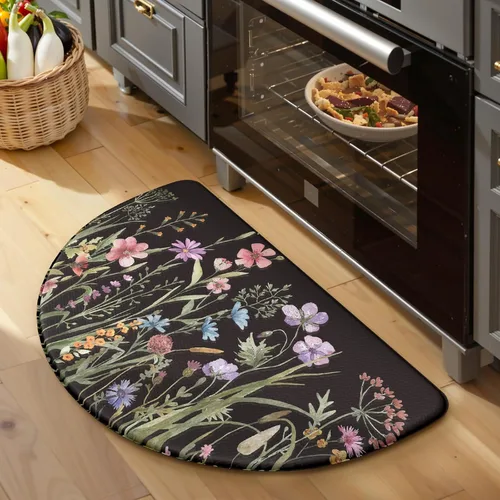 Miniatura 17 de KIMODE Tapete antifatiga para suelo de cocina, semicírculo de 18 x 28 pulgadas, de espuma viscoelástica, acolchado, antideslizante, tapetes cómodos