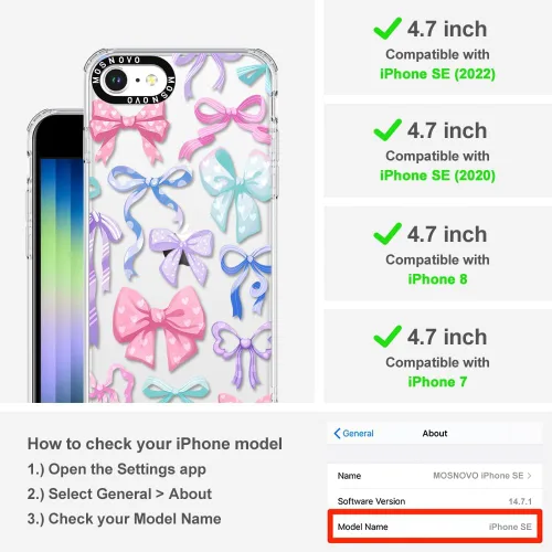 Miniatura 2 de MOSNOVO - Funda SE , para iPhone 8, 7, SE, protección Buffertech de grado militar contra caídas (6.6 pies), antidesprendimiento, poliuretano