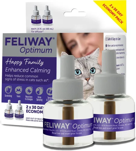 FELIWAY Optimum - Recambio de difusor calmante para gatos – Recambio de difusor de feromonas para gatos para apoyo avanzado para reducir el estrés,