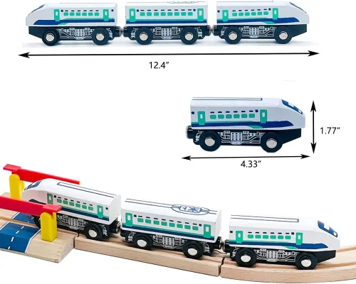 Miniatura 5 de Set de Accesorios de Pista de Tren de Madera de Bala de Alta Velocidad, Juguetes de Tren de Ciudad Compatibles con Pista de Tren de Madera