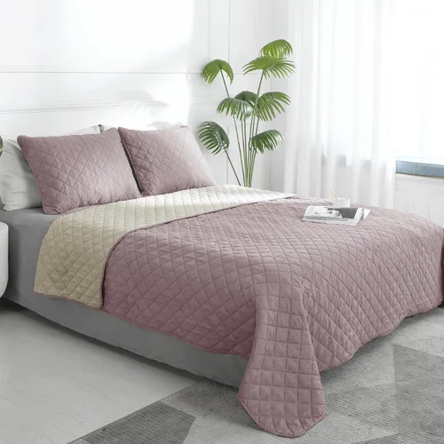 Miniatura 16 de Easy-Going - Juego de colcha reversible tamaño king con 1 colcha y 2 fundas de almohada, colcha de cama suave, edredón de microfibra liviano Gris