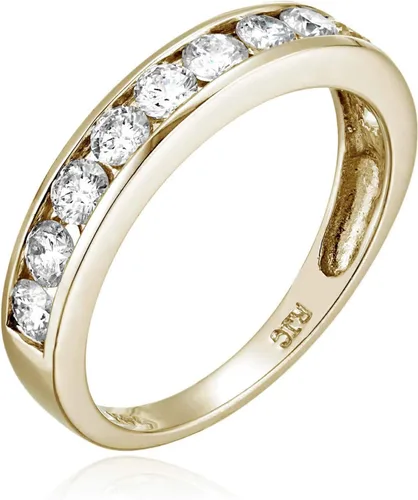 Miniatura 2 de VIR JEWELS Anillo de boda de diamante blanco de 1 cttw a 2 quilates para mujer, juego de canales de oro de 14 quilates, tamaño 4.5-10