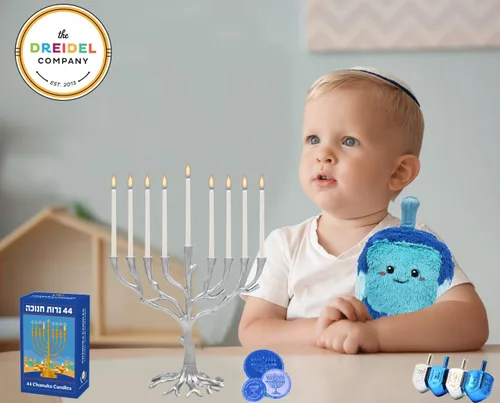 Miniatura 2 de The Dreidel Company Velas Blancas de Hanukkah con Diseño de Jerusalén Menorá Velas de Chanukah, 44 para las 8 Noches de Chanukah