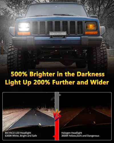Miniatura 2 de BICYACO DOT - Faros delanteros LED de 110 W, 5 x 7, 7 x 6 pulgadas, proyector de haz sellado LED alto/bajo, compatible con Jeep Wrangler YJ Cherokee