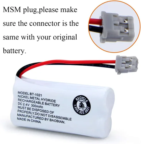 Miniatura 3 de BT-1021 BBTG0798001 Reemplazo de batería recargable compatible con teléfonos inalámbricos Uniden modelo BT1021 BT-1008 BT-1016 2.4V Ni-MH 2