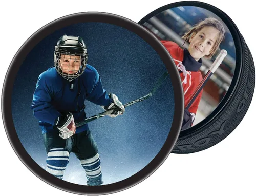 Disco de hockey con foto personalizada Photo Puck (impresión de 2 caras)