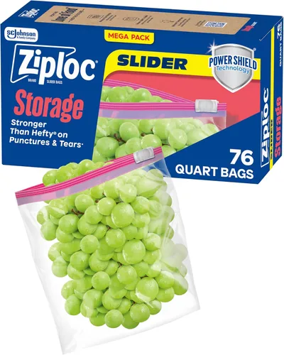 Miniatura 11 de Ziploc Bolsas deslizantes de almacenamiento de alimentos de cuarto de galón, duraderas, 22 unidades (el embalaje puede variar)