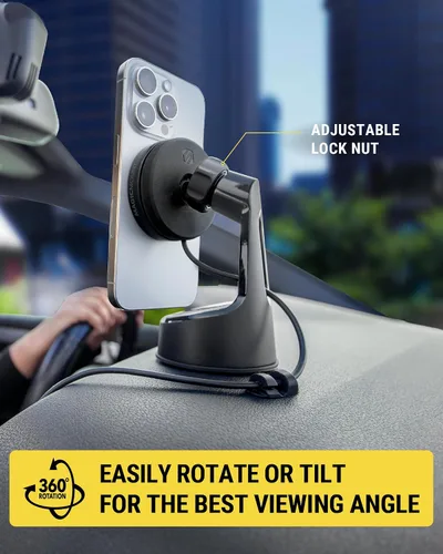 Miniatura 7 de Scosche MEMSQRWD MagicMount Elite - Soporte magnético de carga inalámbrica para el salpicadero/parabrisas del automóvil con cargador rápido USB-C