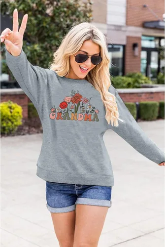 Miniatura 3 de MAXIMGR Sudadera de abuela para mujer, sudadera de cuello redondo Gigi, sudadera de nana, sudadera colorida para abuela con estampado floral