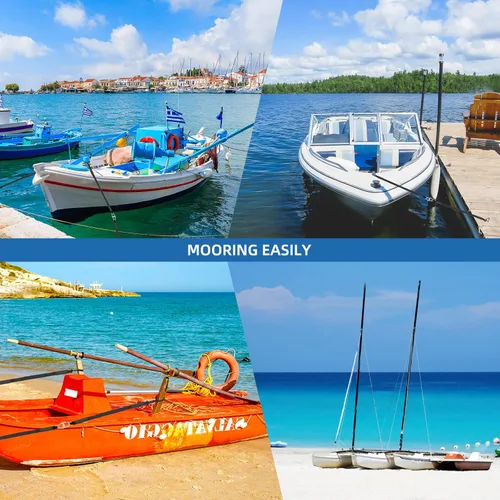 Miniatura 6 de Líneas de muelle elástico para barcos de 4 pies, paquete de 2 cuerdas de amarre con 316 clips de acero inoxidable, accesorios PWC de grado marino