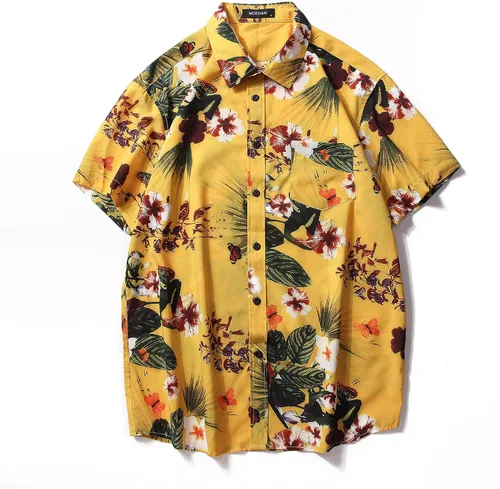 Miniatura 2 de MCEDAR Conjunto de camisa hawaiana y pantalones cortos de 2 piezas para hombre, conjunto de ropa de vacaciones casual con botones y sombreros