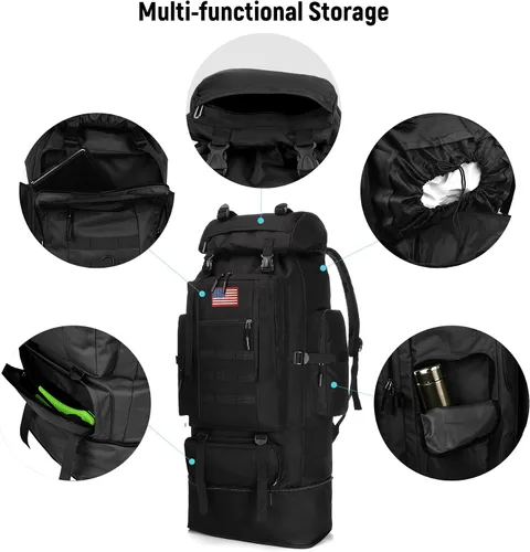 Miniatura 6 de JUMAHE Mochila de Senderismo de 100L para Hombres - Mochila Rucksack Molle Militar Táctica Impermeable Ligera de Camping Paquete de Asalto de 3 Días