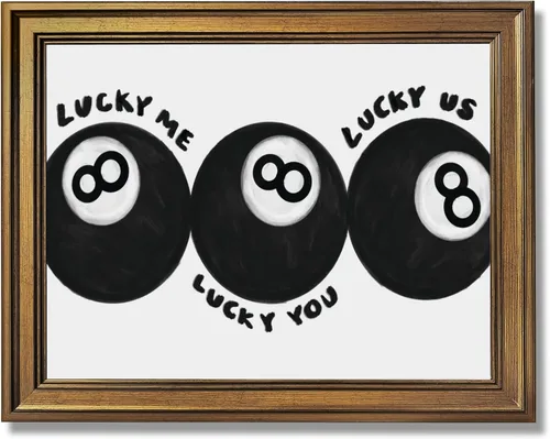 Miniatura 27 de Lucky Me Lucky You - Póster de 8 bolas en blanco y negro para decoración de habitación de niños, diseño retro inspirado en billar, decoración