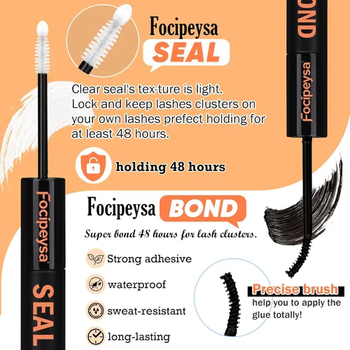 Miniatura 3 de Focipeysa Kit de extensión de pestañas gruesas de volumen completo, kit de extensión de pestañas 40P, kit de extensión de pestañas con pegamento