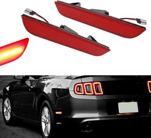 Miniatura 7 de Para Ford Mustang 2010, 2011, 2012, 2013, 2014 Luces de Marcador Lateral de Parachoques Delantero y Trasero, Luces LED Ámbar y Rojas, 4 piezas