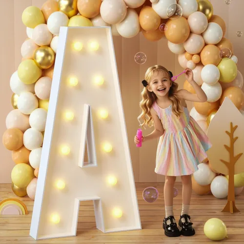 Miniatura 55 de imprsv Letras de marquesina iluminadas, letras de mosaico de 1.2 m con luz para decoración de baby shower, graduación, gran J para decoraciones
