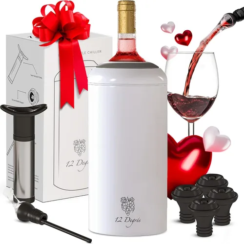 Miniatura 9 de Juego de Enfriador de Vino 12 Degrés - Regalos de Vino Perfectos para Mujeres y Hombres - Enfriador de Vino Aislado de Acero Inoxidable con Bomba