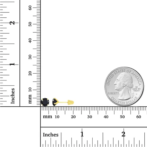 Miniatura 4 de Aretes de tuerca con tuerca de oro macizo de 14 quilates, hipoalergénicos, 0.197 in, con piedra natal redonda