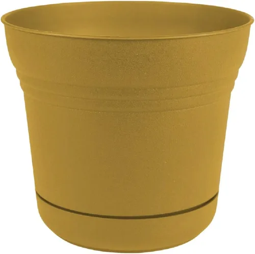 Bloem Saturn SP0523 - Macetero con platillo, 5 pulgadas, color amarillo tierra, 5 pulgadas amarillo terroso