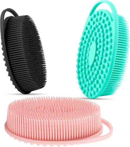 Miniatura 11 de Paquete de 3 unidades de esponja de silicona suave, exfoliante corporal de silicona suave, cepillo corporal de silicona para baño y ducha