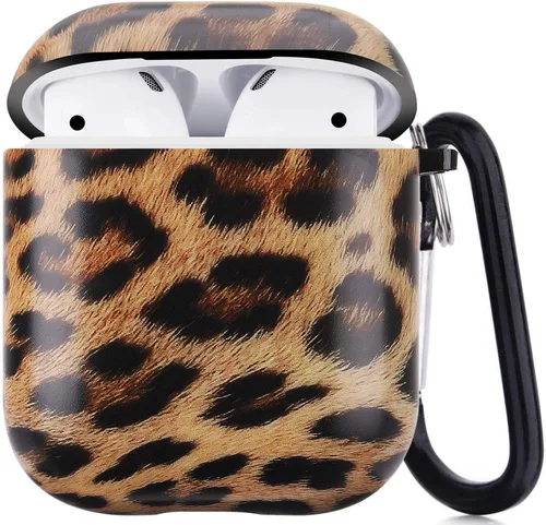 Miniatura 4 de Funda protectora rígida con estampado de animales compatible con AirPods 2/1 generación de piel portátil y a prueba de golpes para mujeres, niñas
