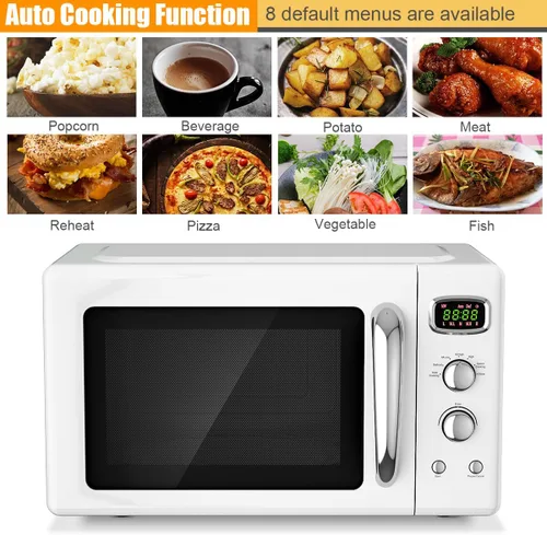 Miniatura 6 de ARLIME Horno microondas retro, 900W/0.9 pies cúbicos, pequeño horno microondas de sobremesa con función de descongelamiento y cocción automática