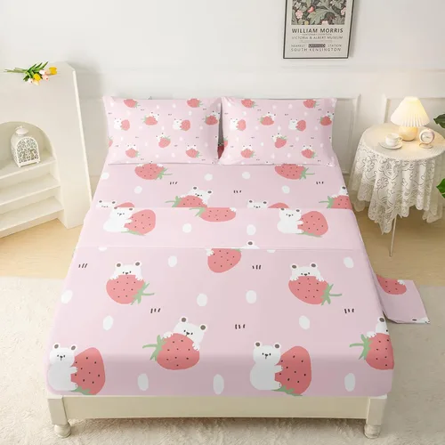 Miniatura 15 de QOOMO Sábanas Kawaii de Conejo para Niños Tamaño Twin, Juego de Sábanas de Cama Kawaii Bunny con Bolsillo Profundo de 16", Juego de Sábanas