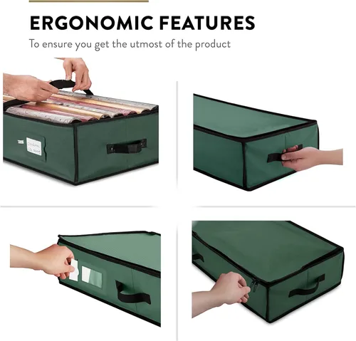 Miniatura 8 de ZOBER Organizador de papel de regalo, contenedores de almacenamiento de papel de regalo de 40 pulgadas con bolsillos interiores para lazos, Verde