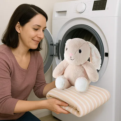 Miniatura 5 de The Peanutshell Juego de regalo adorable y esponjoso de conejo y manta de bebé rosa para niñas, lindos peluches, cosas de juguete de peluche, niños