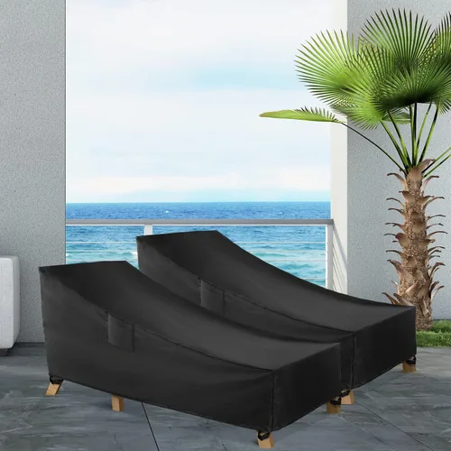 Miniatura 6 de WLEAFJ Funda impermeable para tumbona de patio, fundas resistentes para sillas de salón al aire libre, fundas negras duraderas para muebles