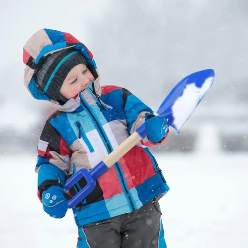 Miniatura 7 de Palas de arena de playa de 16 pulgadas para niños, kits de herramientas de jardinería, pala de madera larga resistente para excavar nieve y arena