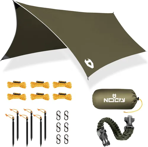 Rain Fly EVOLUTION - Cubierta impermeable para hamaca o para tienda de campaña o acampada de 12 x 10 o 10 x 10, con brazalete de supervivencia,